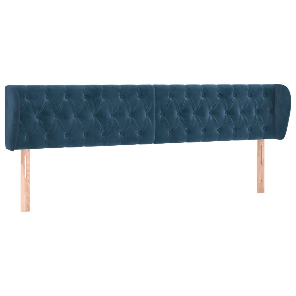 Kopfteil mit Ohren Dunkelblau 203x23x78/88 cm Samt